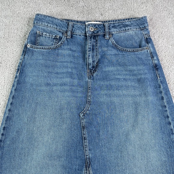 Lucky Brand Maxi Skirt Womens 6 28 Blue Jean Denim Medium Wash Cotton 5-Pocket - Picture 2 of 14